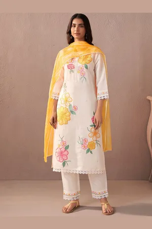 Indo Era Women Floral Embroidered Regular Thread Work Kurta with Trousers & With Dupatta