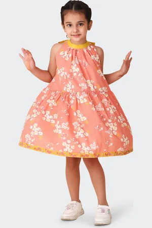 Fabindia Girls Floral Printed Cotton A-Line Dress