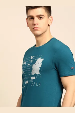 Being Human Men Teal Blue Typography Printed Pure Cotton T-shirt