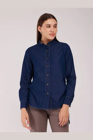 FableStreet Women Classic Fit Band Collar Solid Cotton Casual Shirt
