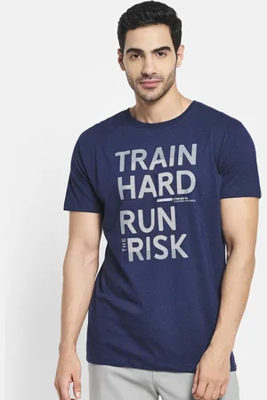 OCTAVE Men Blue Typography Printed T-shirt