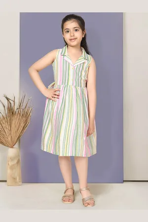 YK Girl Striped A-Line Dress