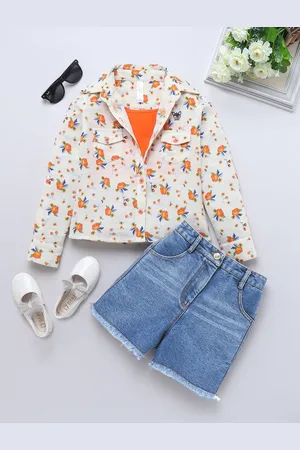 naughty ninos Girls Printed Long Sleeves Pure Cotton Shirt With Shorts
