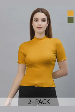 Friskers Women Pack Of 2 Cotton Fitted Crop Top