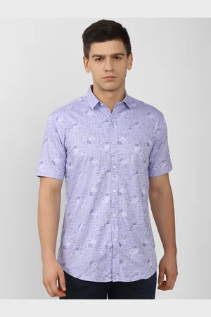 V Dot Men Purple Slim Fit Floral Printed Casual Cotton Shirt