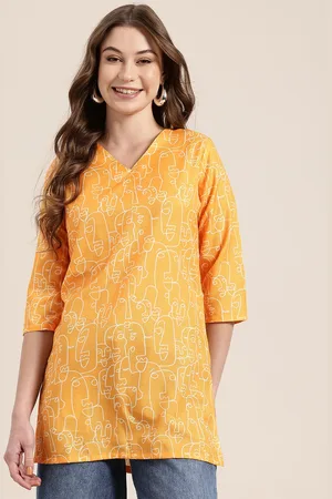 HERE&NOW Abstract Printed V-Neck Kurti