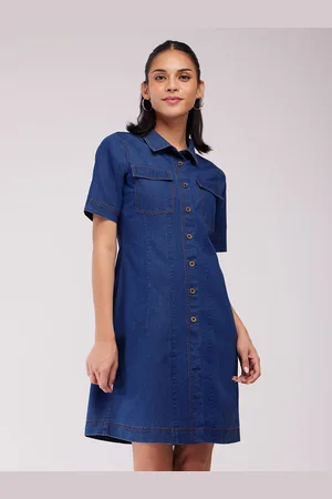 FableStreet Women Denim Shirt Dress
