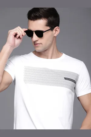 Louis Philippe Men White Printed Slim Fit Casual T-shirt