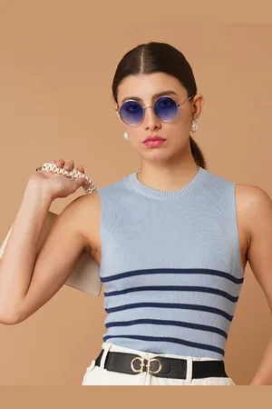 Chemistry Women Cotton Striped Fitted Top