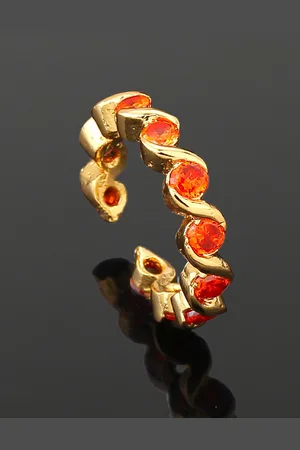 ESTELE Gold Plated Cubic Zirconia Studded Finger Ring