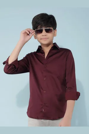 Crimsoune Club Boys Classic Slim Fit Opaque Casual Shirt