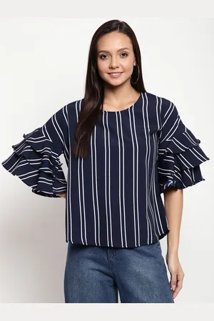 DressBerry Women Vertical Striped Round Neck Top