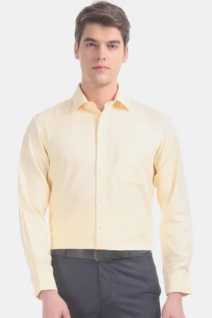 Arrow Men Yellow Regular Fit Self Design Formal Shirt