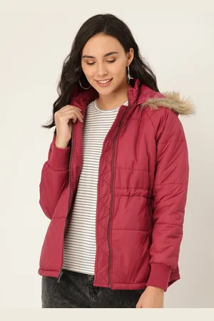 DressBerry Women Maroon Solid Parka Jacket