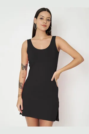 BRINN Cotton Round Neck Longline Side Slits Slip