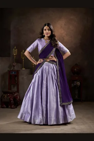 LOOKNBOOK ART Woven Design Jacquard Silk Ready to Wear Lehenga & Blouse With Dupatta