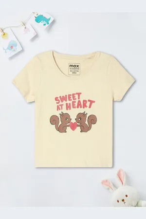 Max Collection Girls Graphic Printed Round Neck Cotton T-shirt