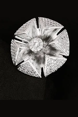 ATIBELLE Silver Plated CZ Stone Studded Finger Ring
