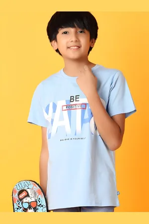 V-Mart Boys Typography Printed Round Neck Cotton T-Shirt