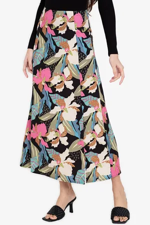 ZALORA Women Green Floral Printed Slit Maxi Skirt