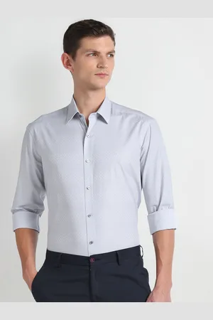 Arrow Spread Collar Slim Fit Opaque Printed Cotton Formal Shirt