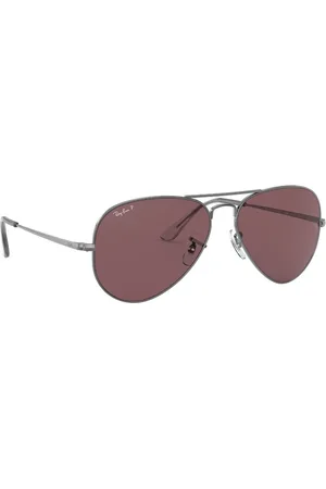 Ray-Ban Unisex Purple Polarized Aviator Sunglasses 8056597260572