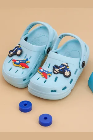 Yellow bee Boys Self Design Airplane & Bike Themed Clogs