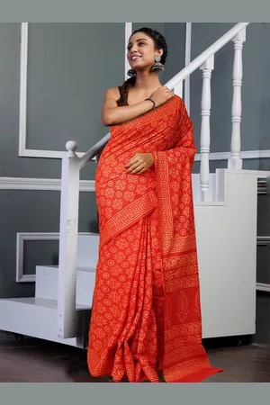 Unnati Silks Ethnic Motifs Pure Cotton Handloom Block Print Saree