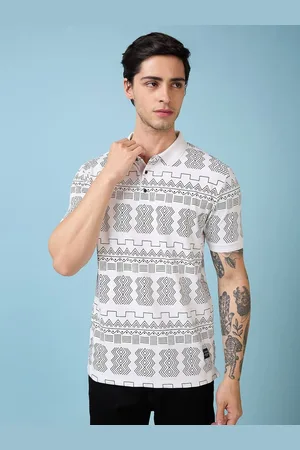 Status Quo Men Geometric Printed Polo Collar Regular Fit T-shirt