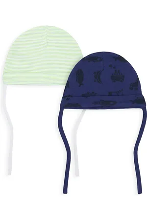Mothercare Infants Boys Pack Of 2 Printed Cotton Beanie