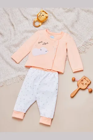 Nauti Nati Infants Kids Embroidered Pure Cotton Top With Joggers