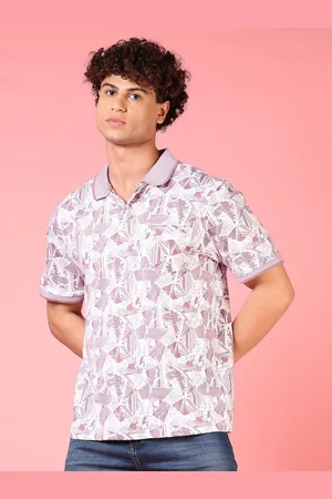 V-Mart Men Abstract Printed Polo Collar Cotton T-shirt