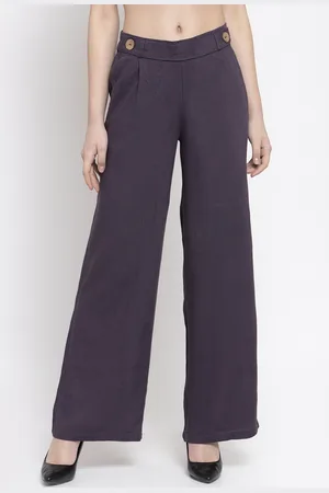 Gipsy Women Purple Loose Fit Solid Parallel Trousers