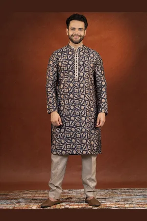TheEthnic.Co Batik Printed Straight Pure Cotton Kurta with Pyjamas
