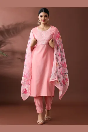 Jaipur Women Floral Embroidered Regular Thread Work Kurta with Trousers & With Dupatta