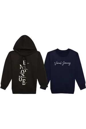 VIMAL JONNEY Kids Pack Of 2 Typography Printed Hooded Fleece Sweatshirt