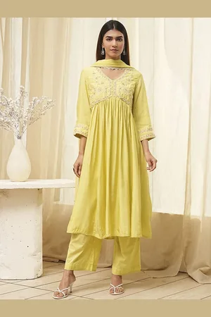 Biba Women Ethnic Motifs Embroidered Empire Thread Work Kurta with Palazzos & With Dupatta
