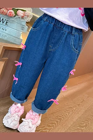 LULU & SKY Girls Tapered Fit Mid-Rise Jeans