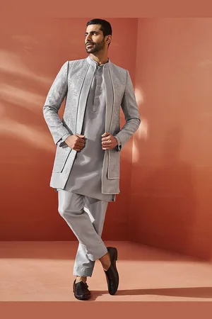 Vastramay Self-Design Sherwani Set