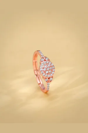 GIVA 925 Sterling Silver Rose Gold-Plated CZ Studded Sparkle-filled Adjustable Finger Ring