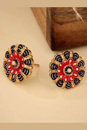 ATIBELLE Gold-Plated Floral Studded Earrings