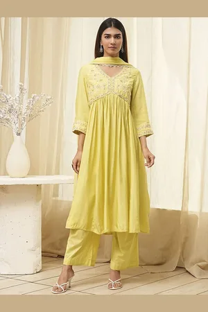 Biba Women Ethnic Motifs Embroidered Empire Thread Work Kurta with Palazzos & With Dupatta