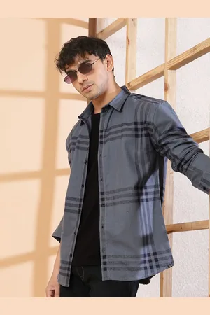 Rigo Men Spread Collar Checked Cotton Casual Shirt
