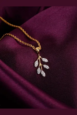 GIVA 18KT Yellow Gold Majestic Branches Diamond Pendant