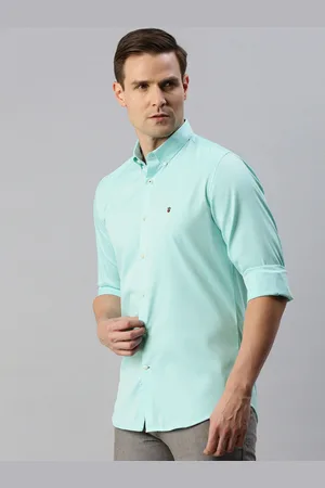 Louis Philippe Men Green Slim Fit Solid Casual Shirt