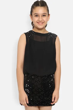 Natilene Black Embellished Georgette Blouson Dress