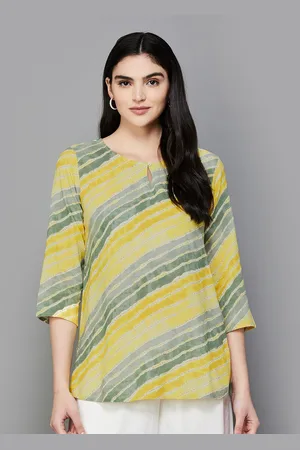 Lifestyle Leheriya Printed Keyhole Neck Pure Cotton Kurti