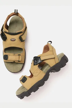 Woodland Men Camel Brown Nubuck Leather Comfort Sandals
