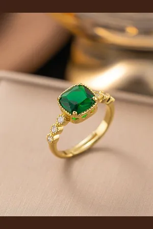 Myki Gold-Plated Stainless Steel Stone-Studded Finger Ring