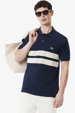 Lacoste Men Striped Polo Collar Applique T-shirt